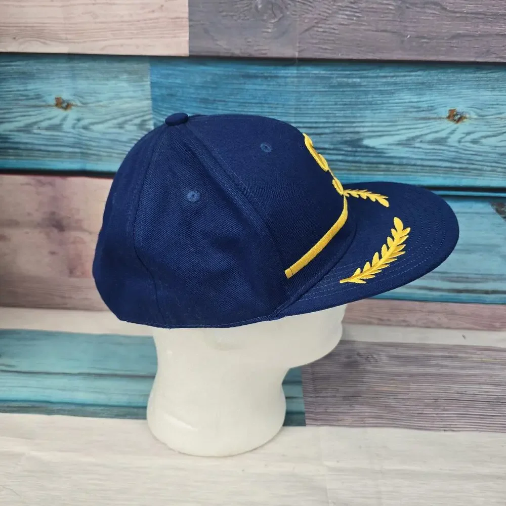 Seattle Mariner Hat Cap Pilots Hat Alaska Airlines Blue SnapBack Retro Blue EUC